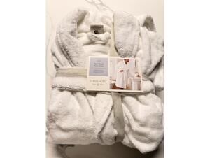 Threshold Spa Plush Bath Robe White L/XL Cotton Soft Absorbent NEW